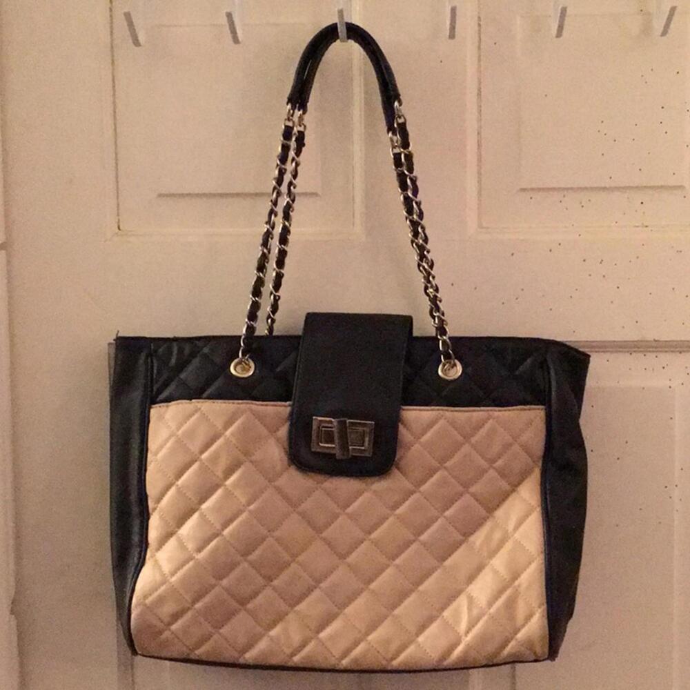 Apt 9 handbag black tan quilted purse